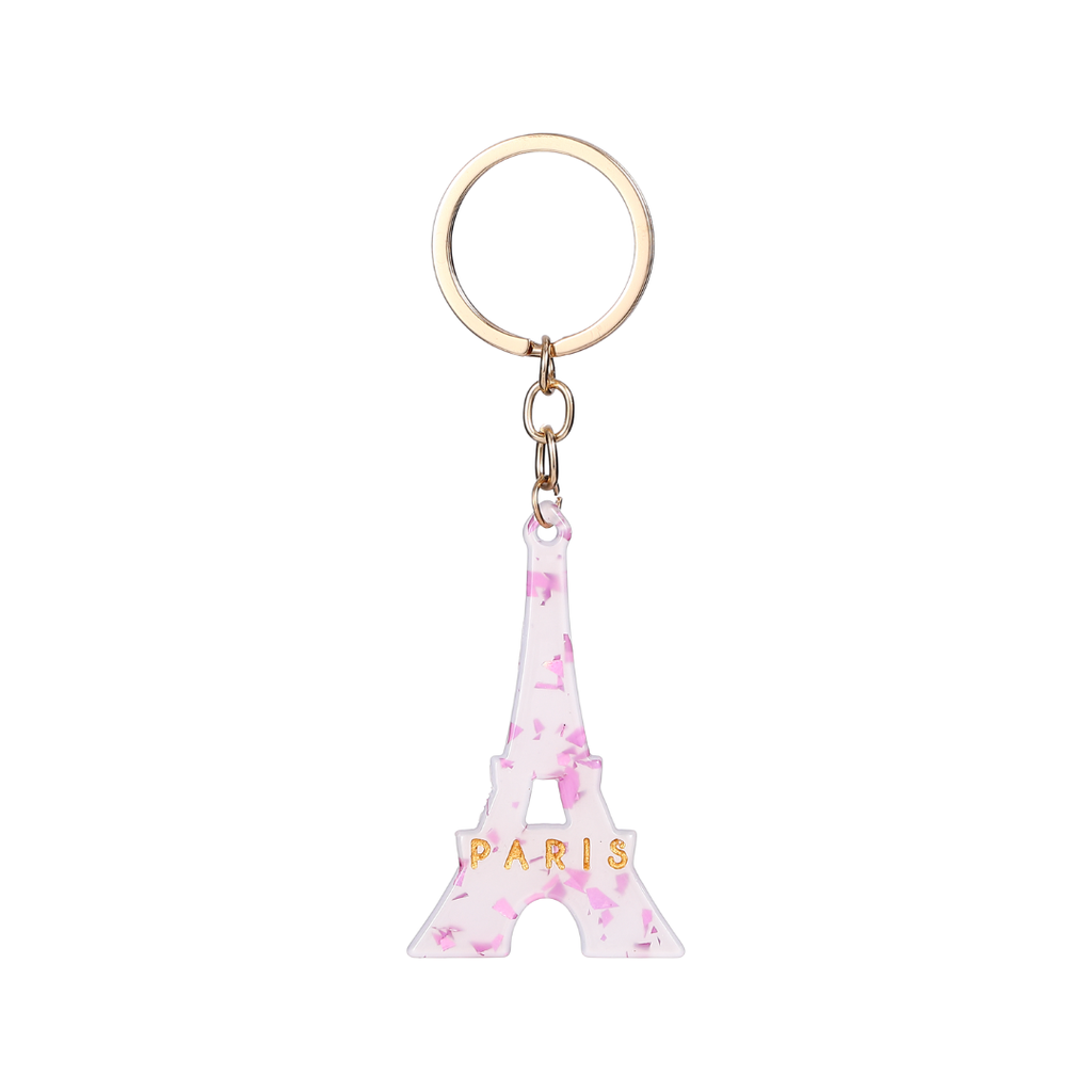 PORTE CLE TOUR EIFFEL GLITTER ROSE