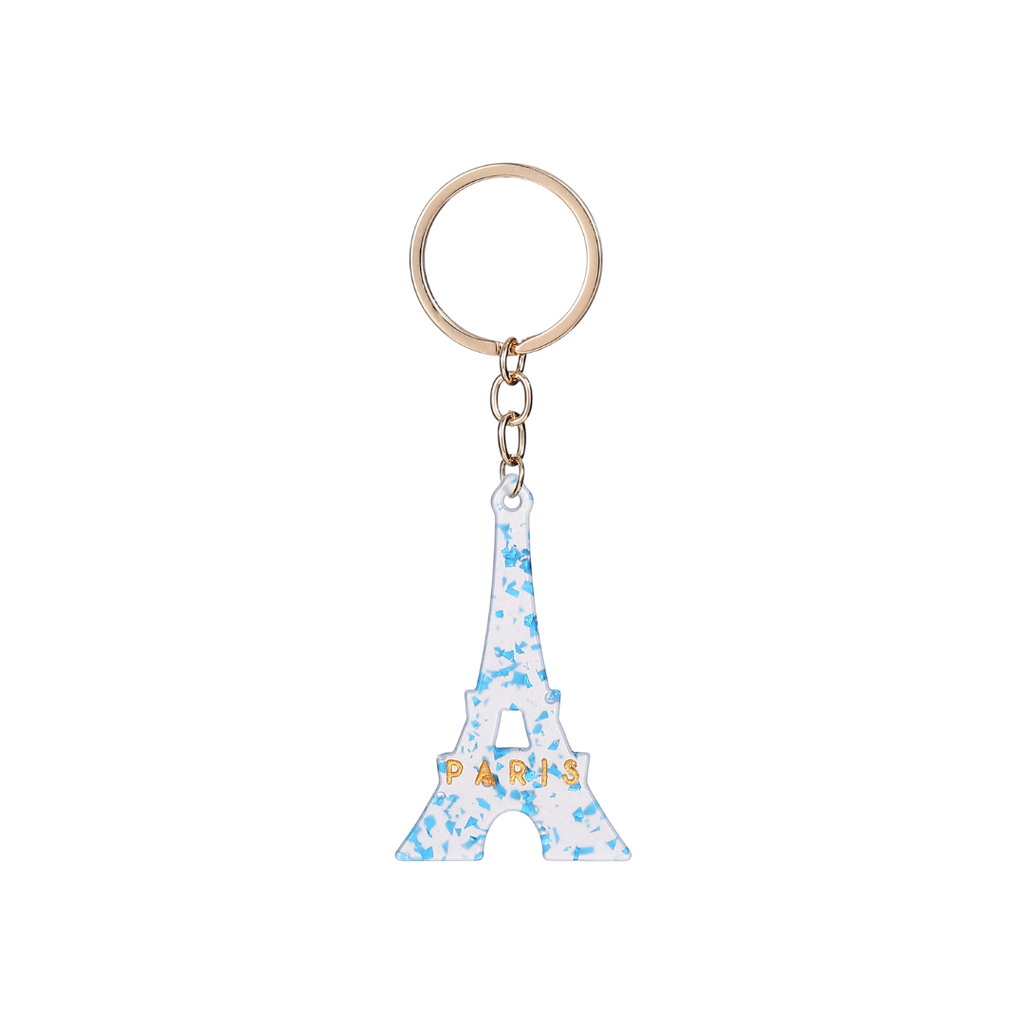 PORTE CLE TOUR EIFFEL GLITTER BLEU