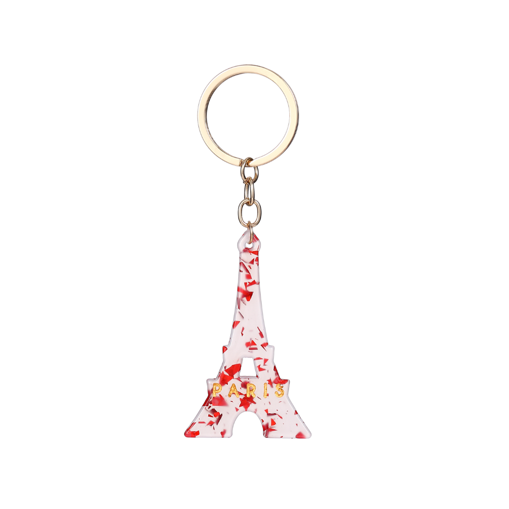 PORTE CLE TOUR EIFFEL GLITTER ROUGE